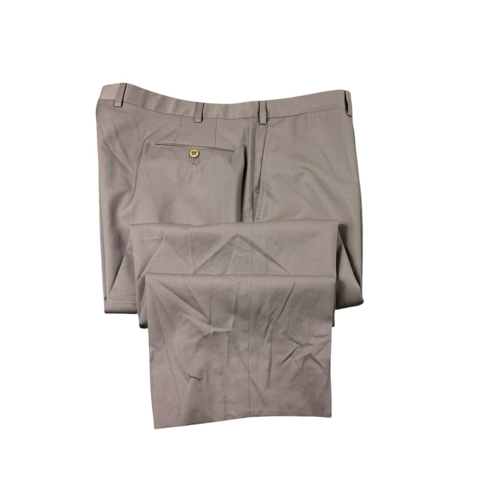 Ermenegildo Zegna Taupe Green Flat Front Wool Mens Trouser 40x27 75LB02